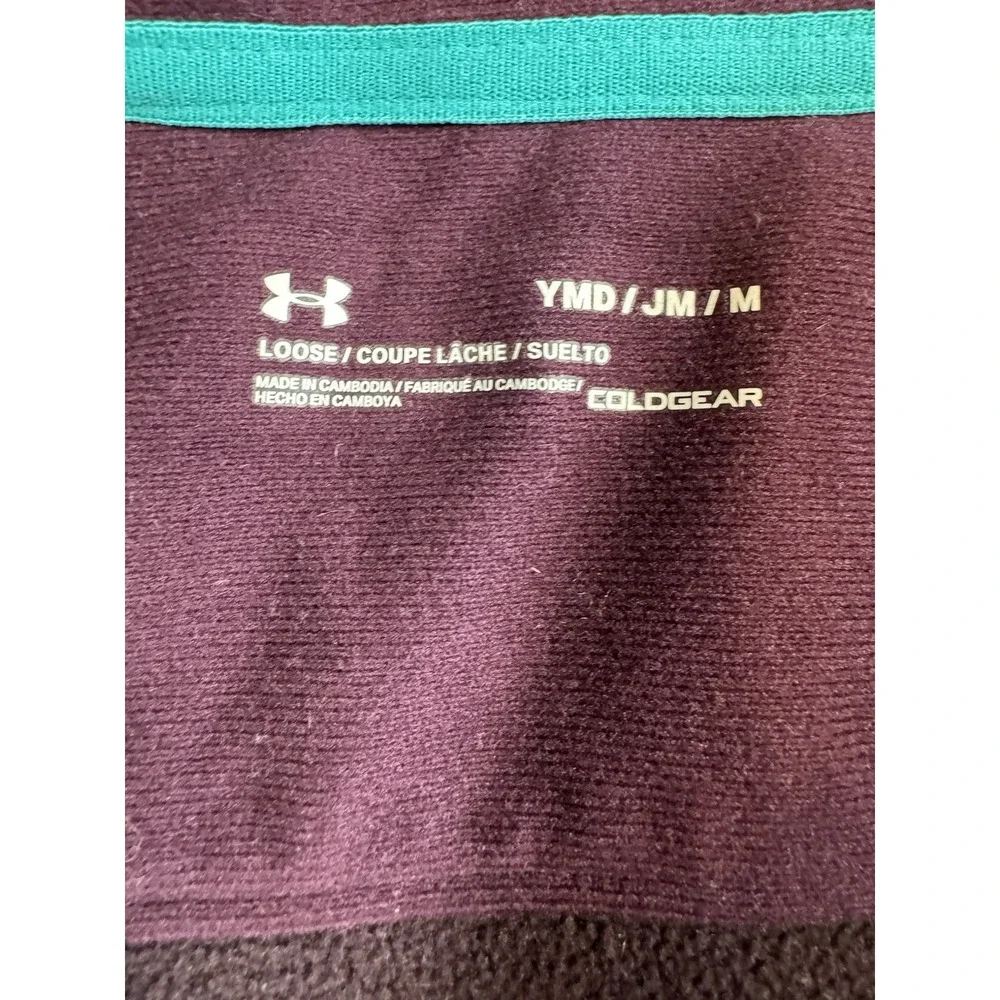 Under Armour Girls Purple Full Zip Hooded Jacket Coldgear Size YMD M
